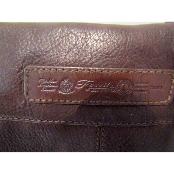 Fossil 1954 Vintage Shoulder Bag Brown Leather Purse Interior Exterior Pockets - Picture 6 of 10